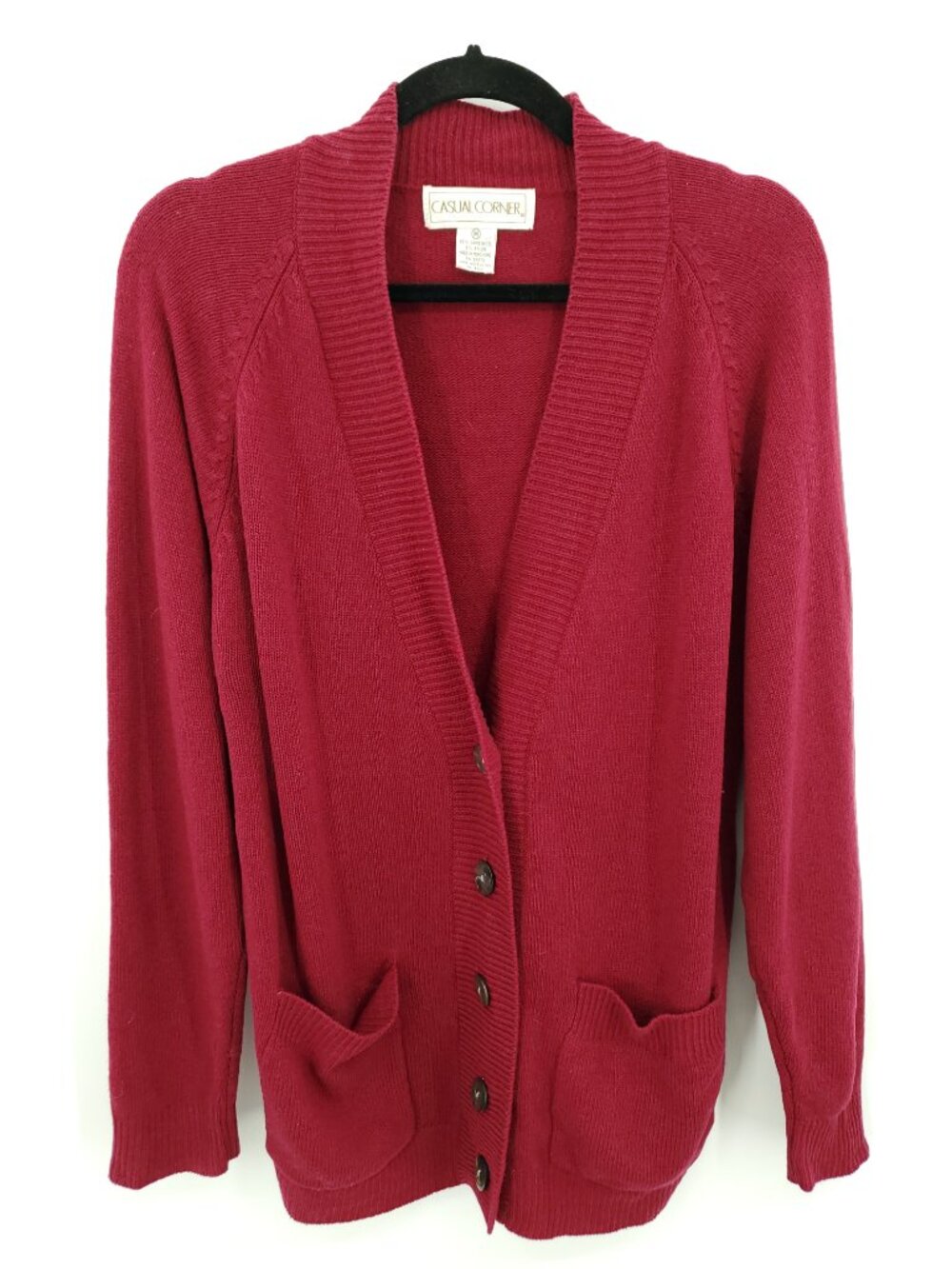 VTG Casual Corner Lambswool Button Front Cardigans M Red